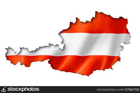Austria flag map, three dimensional render, isolated on white