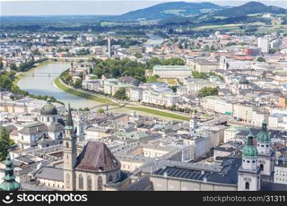 Austria Salzburg, Beautiful view of the historic city of Salzburger Land