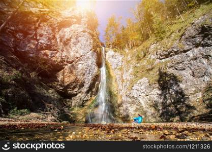 Austria waterfall in the Alps, Koppl, Salzburg