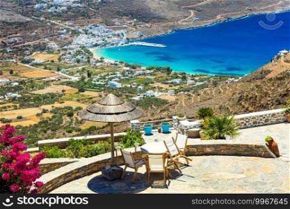authentic beautiful Greece. Amorgos island, view of  great beach Aegialis