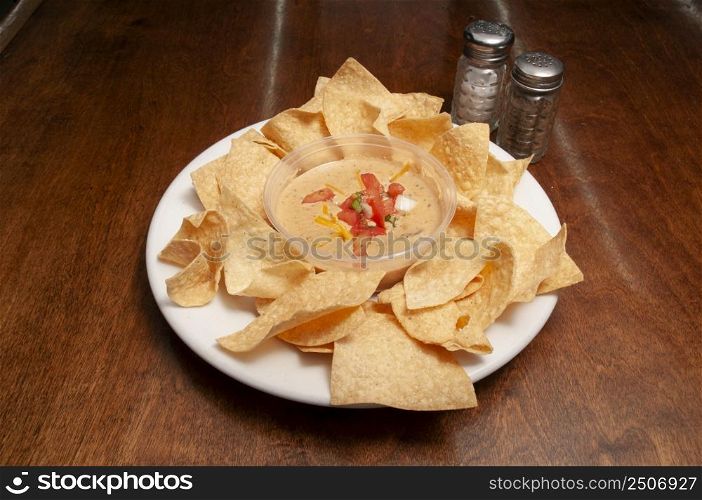 Authentic tex mex mexican cuisine dood dish best known as queso and chips