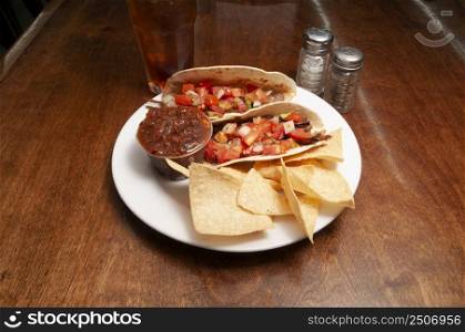 Authentic tex mex mexican cuisine known as steak tacos