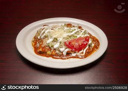 Authentic traditional Mexican cuisine dish known as enchiladas