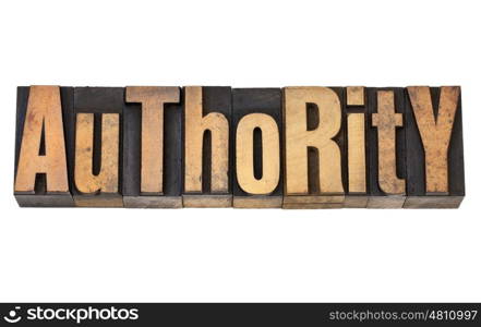 authority - isolated word in vintage letterpress wood type