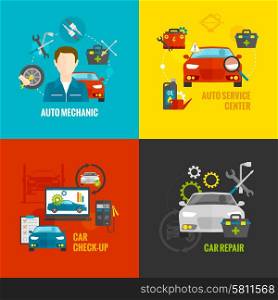 Auto mechanic design concept set with car repair service flat icons isolated vector illustration. Auto Mechanic Set