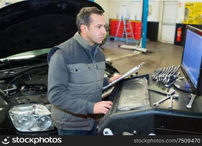 auto mechanic with working tools