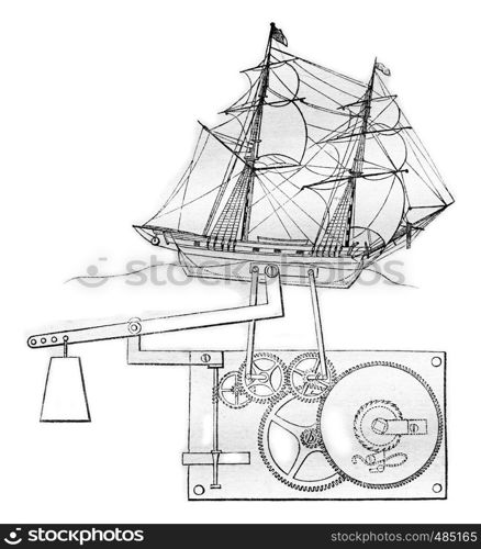 Automate ship, vintage engraved illustration. Magasin Pittoresque 1836.