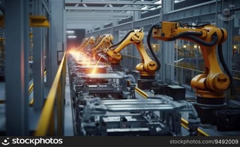 Automated robot arm assembly line manufacturing