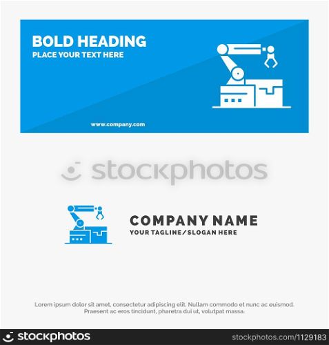 Automated, Robotic, Arm, Technology SOlid Icon Website Banner and Business Logo Template