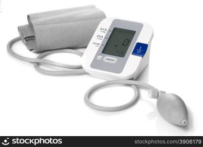 Automatic digital blood pressure monitor isolated on white