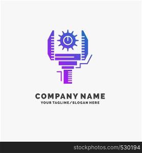 Automation, industry, machine, production, robotics Purple Business Logo Template. Place for Tagline.. Vector EPS10 Abstract Template background