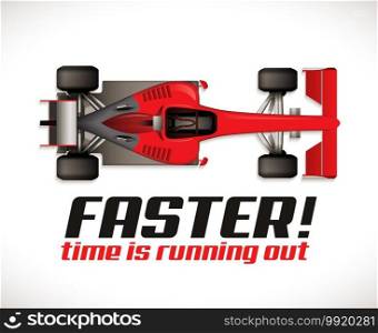 Automobile race competition - racing car as running time concept 