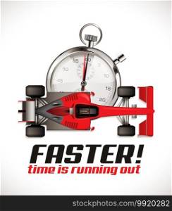 Automobile race competition - racing car as running time concept 