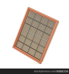 Automotive air filter on white background