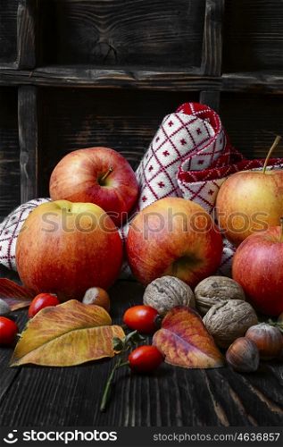 Autumn apples and nuts