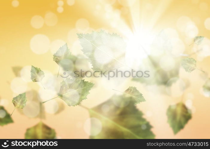 Autumn background. Conceptual image with colorful leaves flying in air