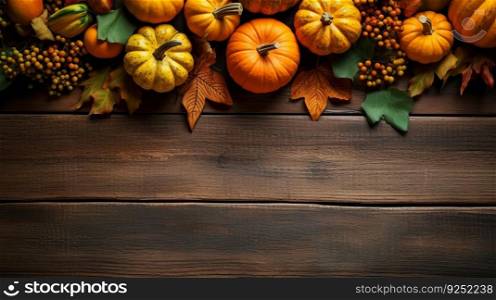 Autumn background with pumpkin. Illustration Generative AI
