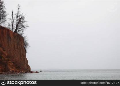 autumn baltic sea cliff in Orlowo, Gdynia Poland