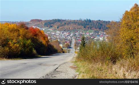 Autumn Carpathian village landscape (Ivano-Frankivsk oblast, Ukraine).