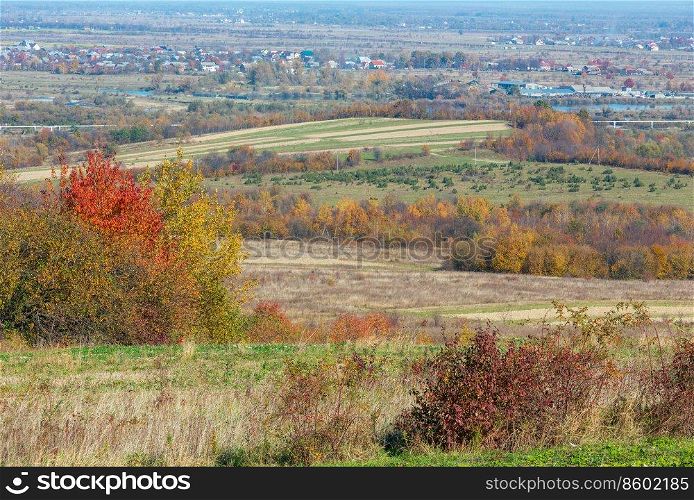 Autumn Carpathian village landscape  Ivano-Frankivsk oblast, Ukraine .