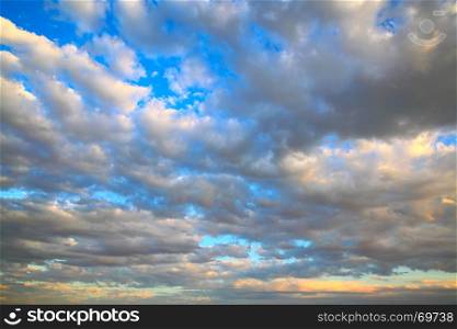 Autumn colorful sky with clouds, may be used as background