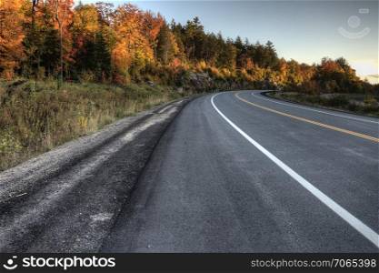 Autumn Colors and road in Algonquin Park Ontario Canada