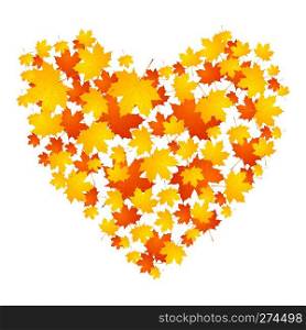 Autumn concept heart from maple leaves graphic design. Autumn concept heart from maple leaves
