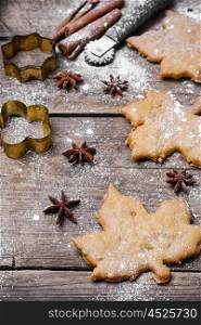Autumn cookies spices. Ginger autumn handmade home made biscuits from the bakery with spices
