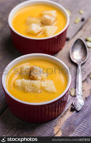 autumn delicious and healthy pumpkin soup cream