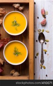 autumn delicious and healthy pumpkin soup cream