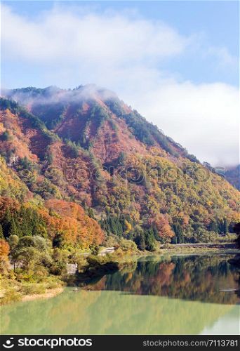 Autumn fall foliage Koyo in Tadami Region Fukushima Japan