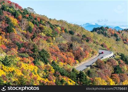 Autumn fall foliage Mountain at Mt.Bandai in Fukushima Tohoku Japan