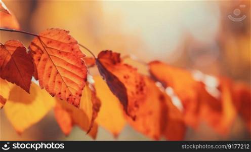 Autumn falling leaves background. Illustration Generative AI
