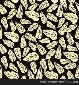 Autumn forest leaves seamless pattern. Botanical design for fabric, textile print, wrapping paper, textile, restaurant menu. Vector illustration. Autumn forest leaves seamless pattern. Botanical design for fabric