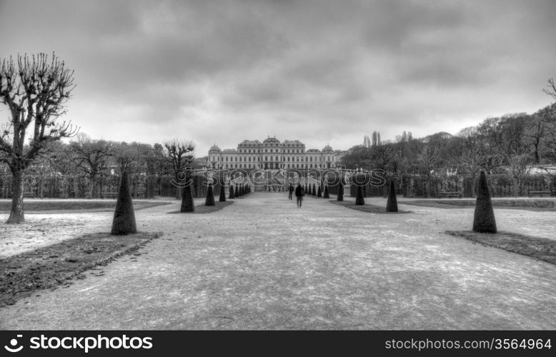 Autumn in Belvedere park in autumn Vienna tourism