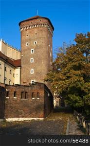 Autumn in Krakow. Wawel watchtower. Poland. Krakow