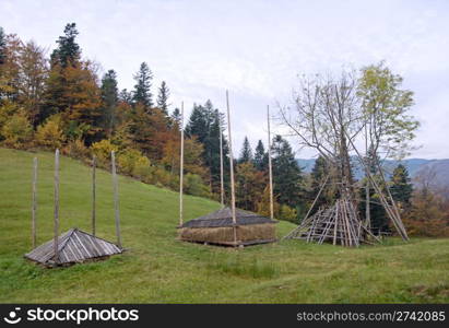 Autumn in mountain farmstead