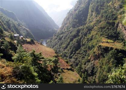 Autumn in mountain in Nepal