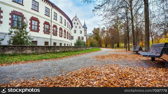 Autumn in the castle park of Meiningen Thuringia Germany October 27, 2018
