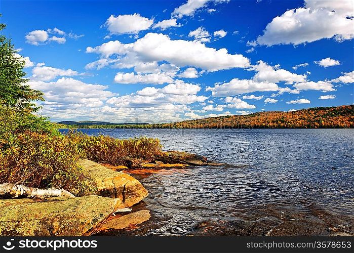 Autumn lake shore