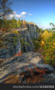 autumn landscape with mountains and lake