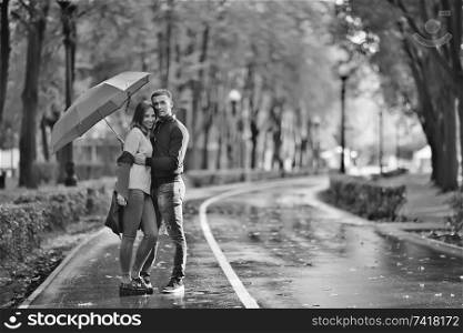 autumn landscape with people in the park / gerfrend and boyfriend hug in autumn park, fall view person
