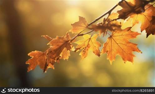 Autumn leaves background. Illustration Generative AI 