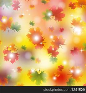 Autumn maple leaves background. vector illustration yellow. Autumn maple leaves background