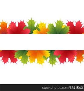 Autumn maple leaves with white banner. vector illustration. Autumn maple leaves with white banner