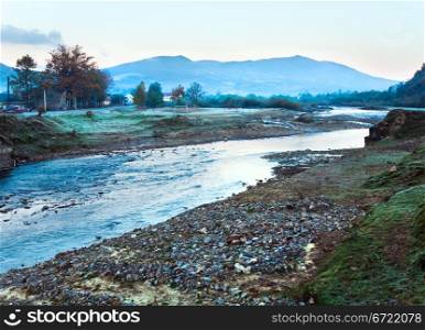 Autumn morning mountain river (Kolochava village, Carpathian , Ukraine).