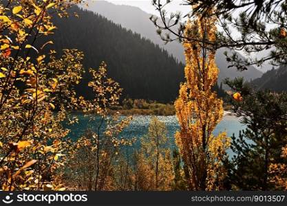 autumn mountains lake landscape