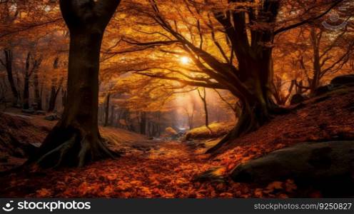 Autumn natural background. Illustration Generative AI
