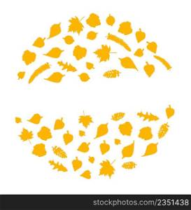 Autumn ornament with yellow leaves. Silhouette leafs background. Background with yellow leaves