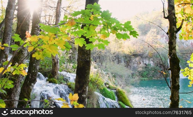 Autumn Plitvice Lakes, National Park in Croatia, UNESCO world heritage.. Autumn Plitvice Lakes